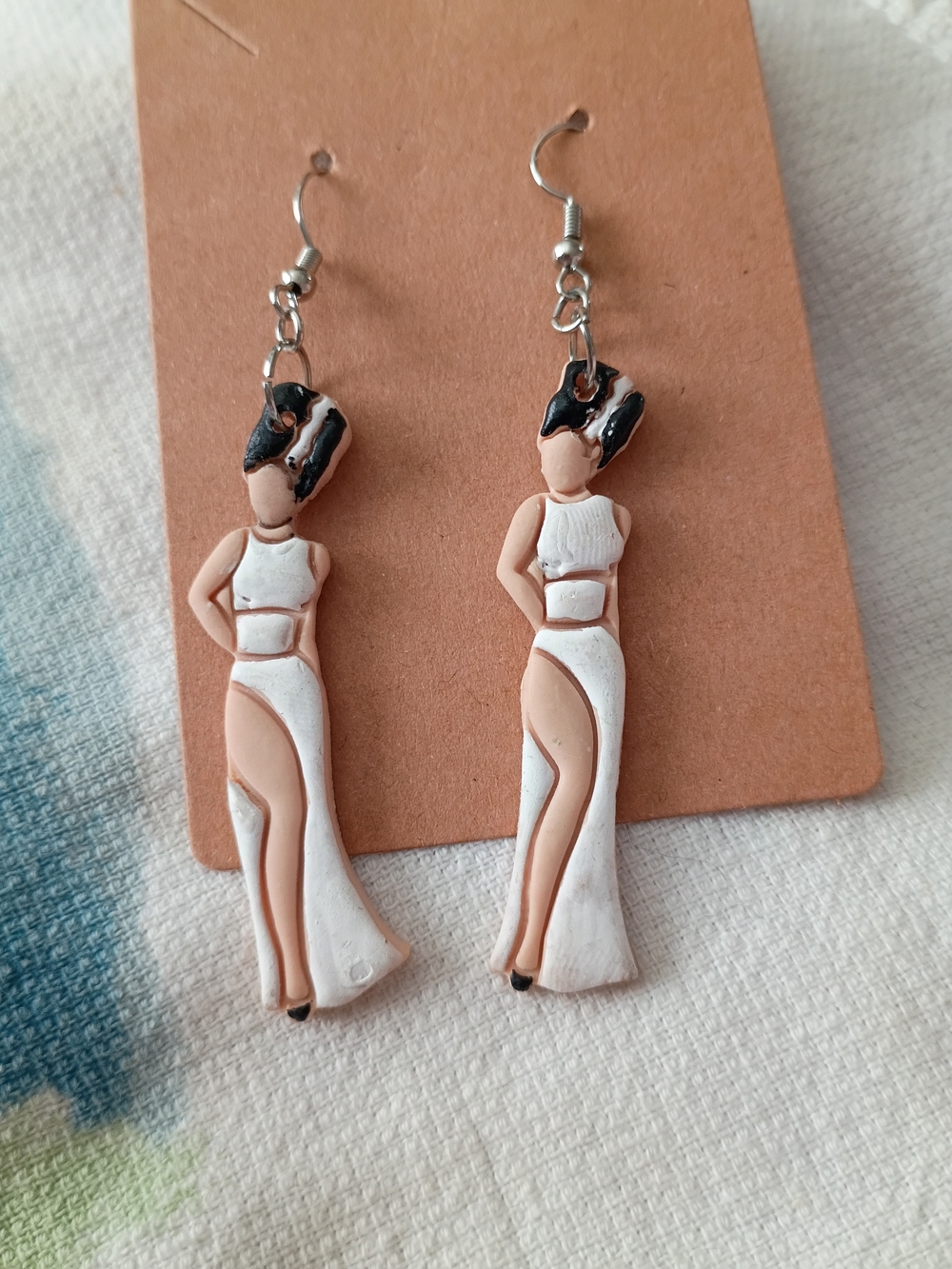 Handmade Bride of Frankenstein Polymer Clay Pin Up Dangle Earrings.